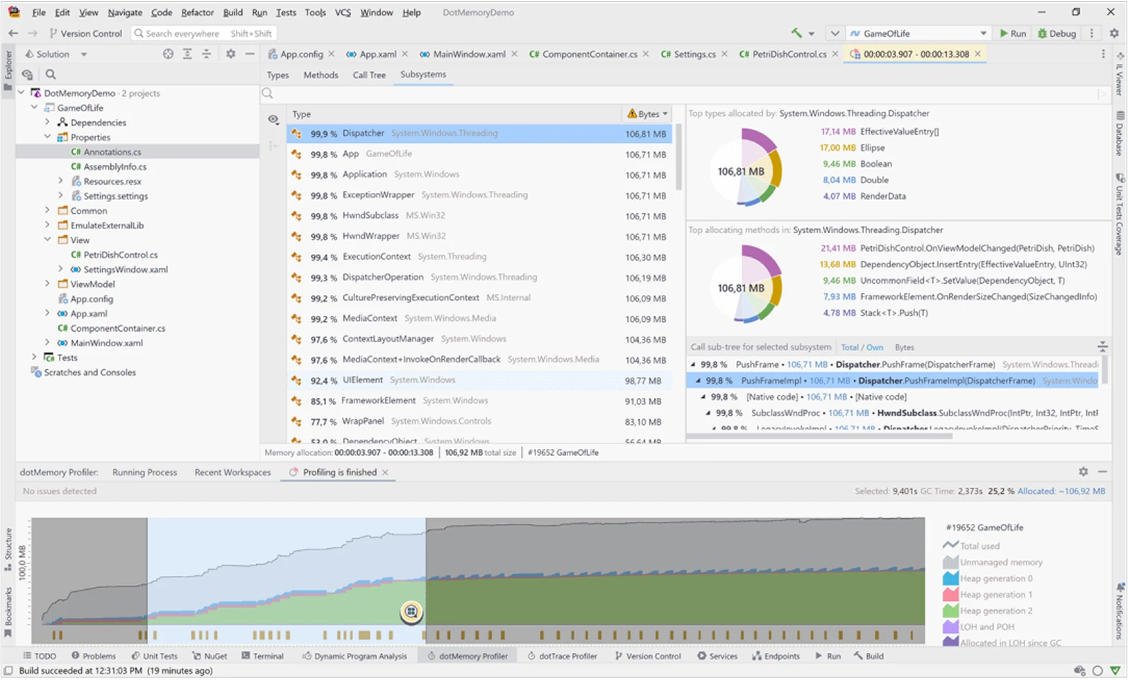 dotMemory profiler built with Avalonia